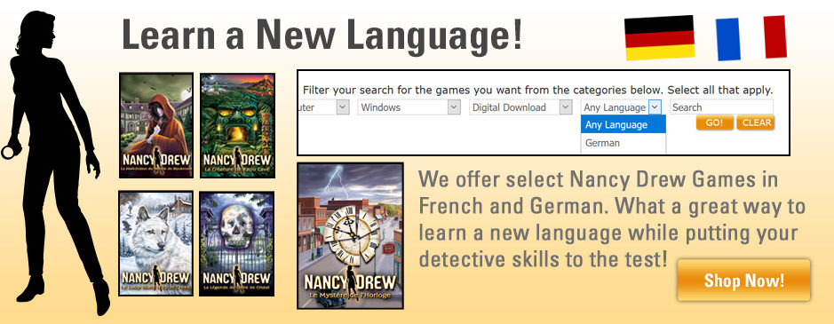 Nancy Drew Mystery Adventure Games Languages French German